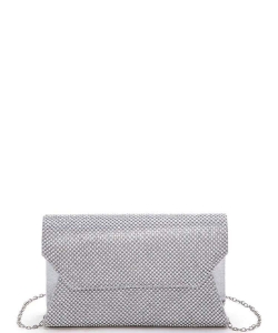 Studs Structured Satin Clutch Swing Bag  118-6300 SILVER